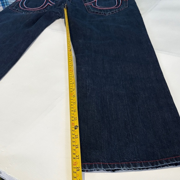 Men's TRUE RELIGION STRAIGHT LEG Dark Blue Jeans with accent trim - Picture 9 of 10